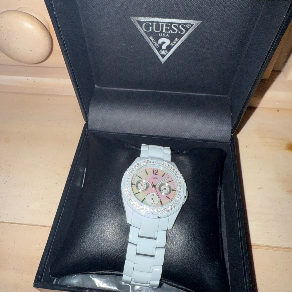 Guess Women's Watch with Pink and Silver Accents